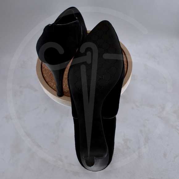 W 9.5M Black Leather Suede, Franco Sarto Booties - Picture 2 of 6